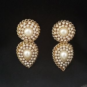 Vintage Designer Clip on gem Earrings